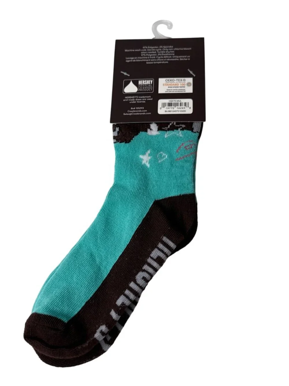 Chocolate Bar Crew Socks Kids Size 9-3.5 Brown Blue Candy Theme NWT
